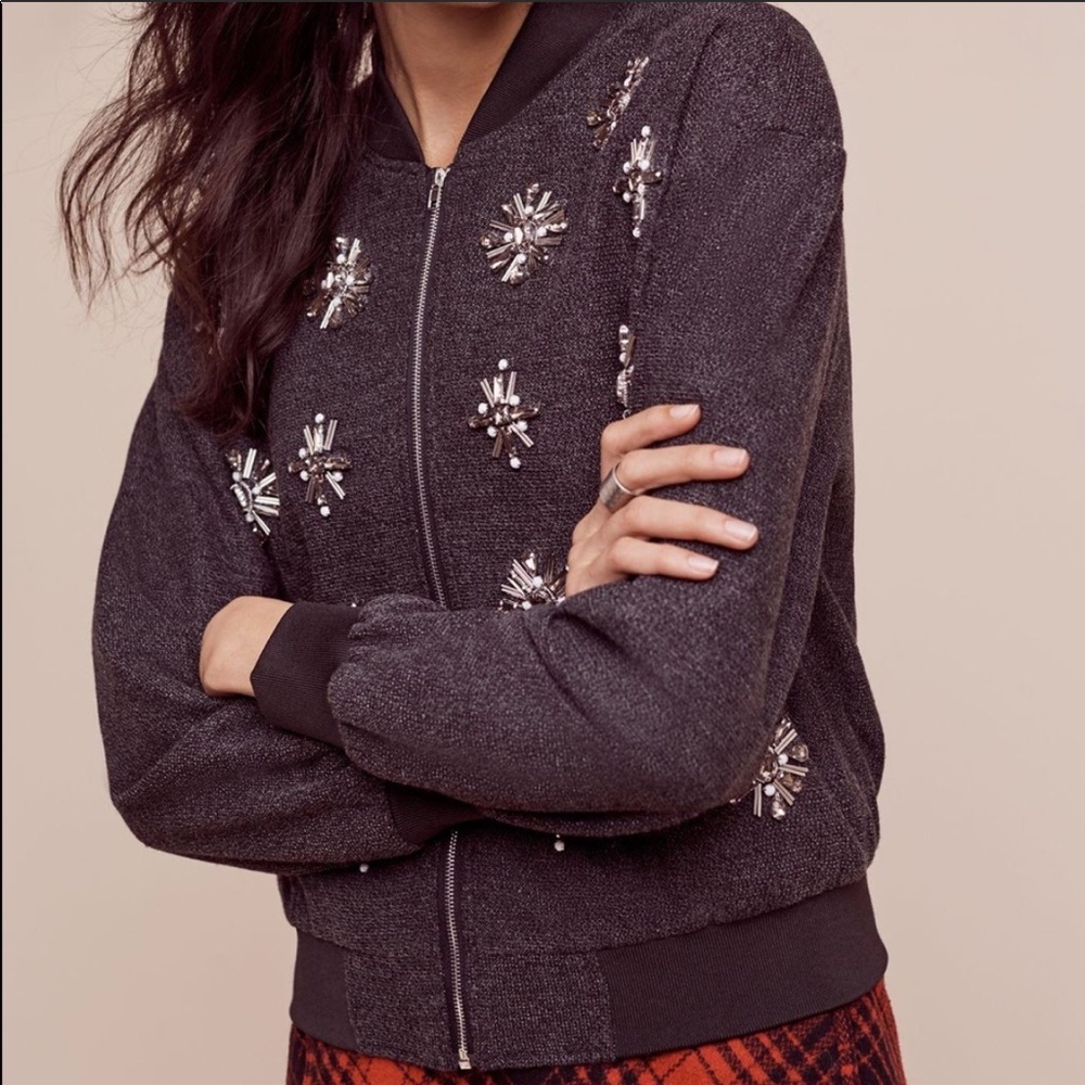 Anthropologie Embellished Bomber Jacket